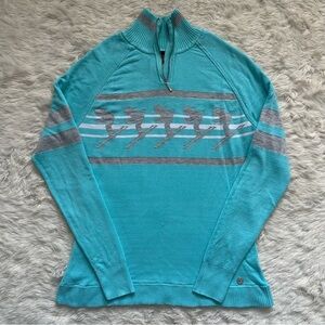 Nils Women's Big Sky Sweater 1/4 Zip Pullover Long Sleeve Blue Silver M